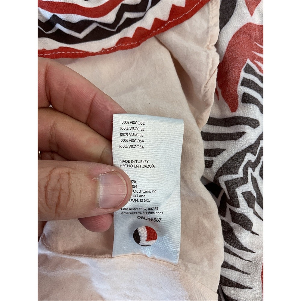 Anthropologie Tiered Maxi Dress Red‎ Black Multicolor Open Back Flowy size LG - Picture 12 of 15